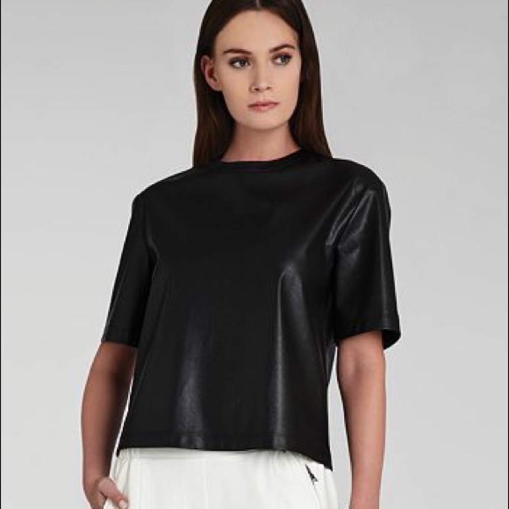 BCBG Micah Faux Leather Shirt, Size Small
